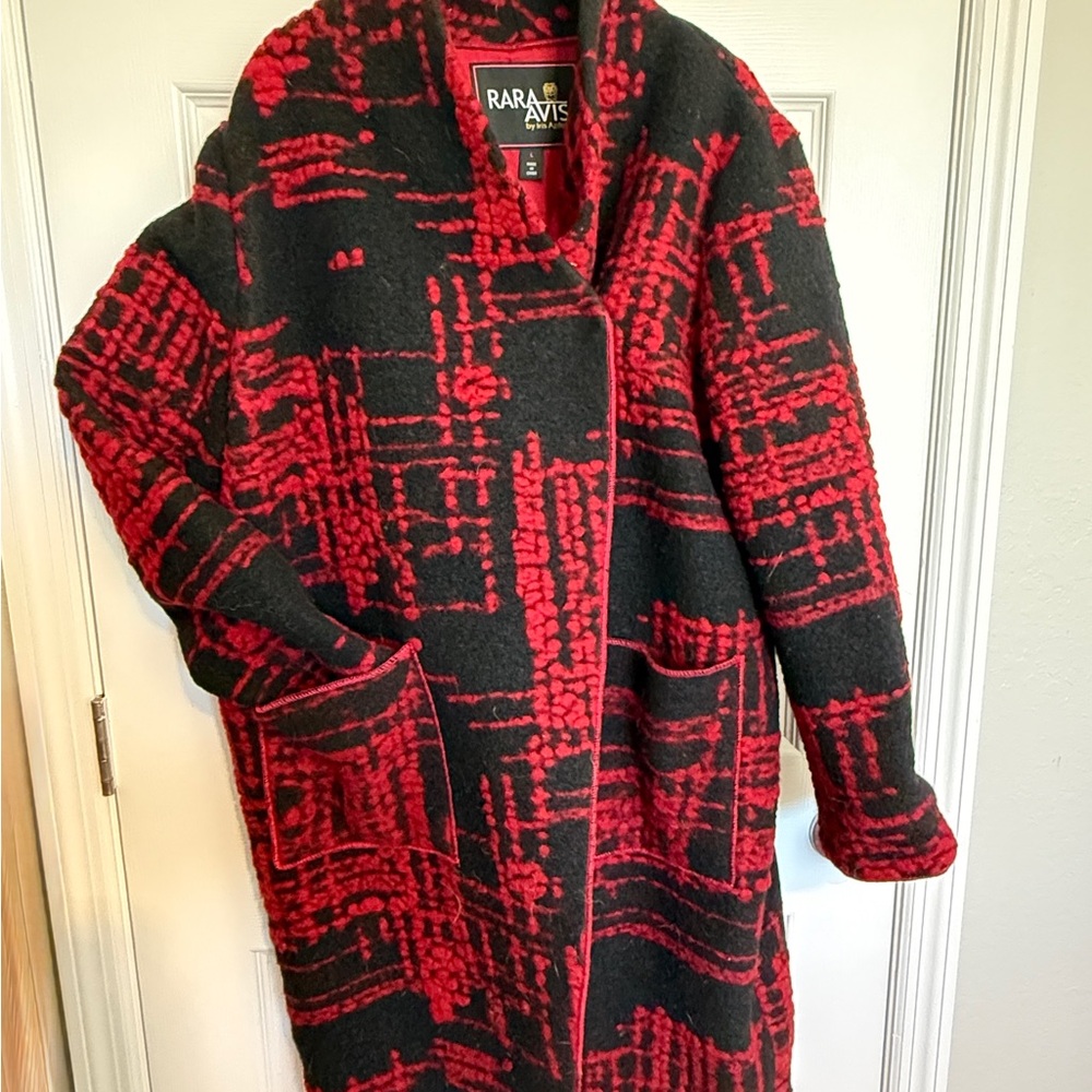Vintage Rara Avis Red and Black Wool Coat